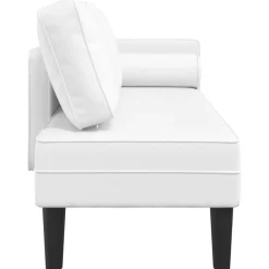 vidaXL Chaise longue met kussens kunstleer wit