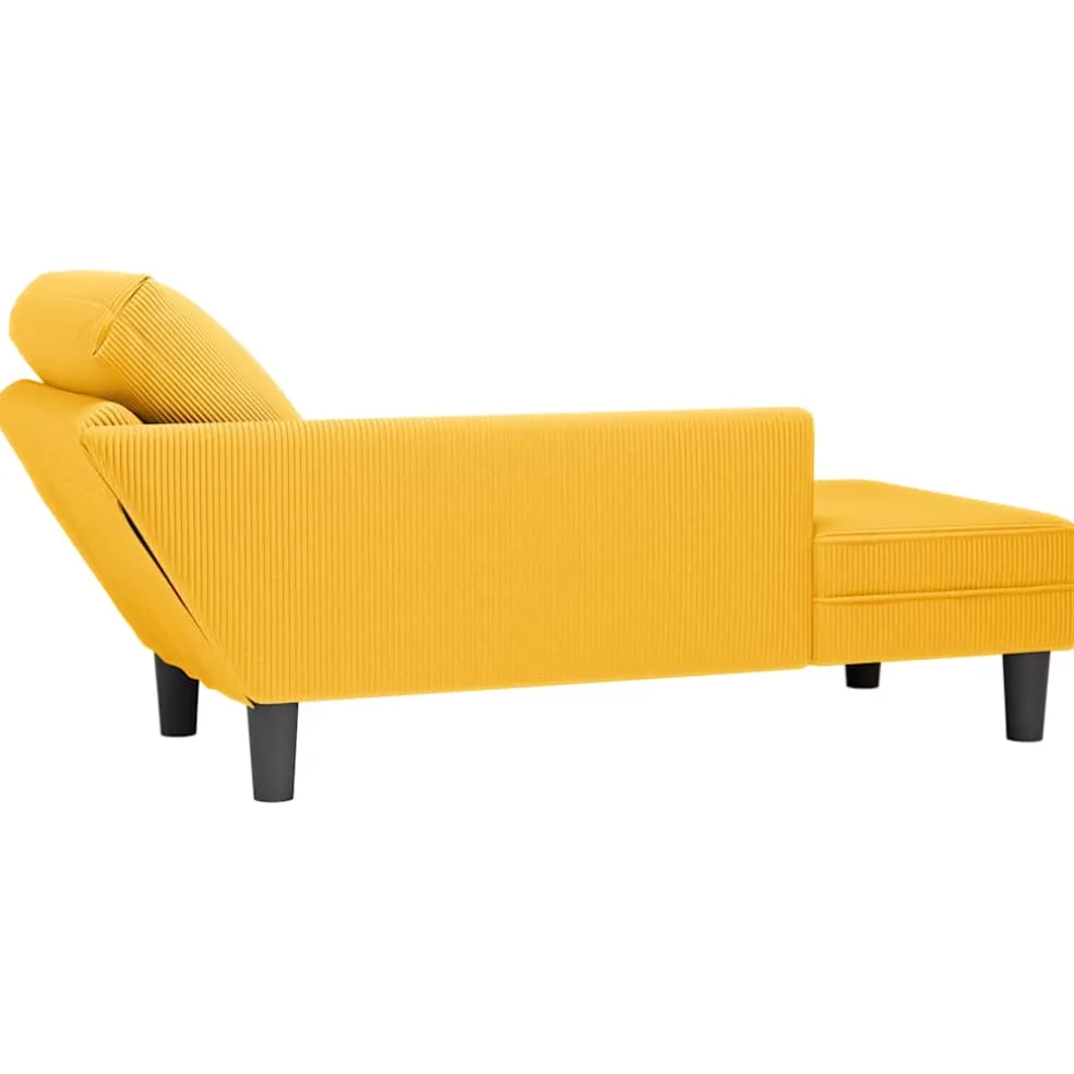 vidaXL Chaise longue met kussen corduroy stof lichtgeel