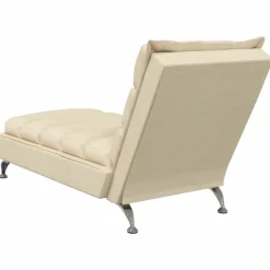 vidaXL Chaise longue met kussens stof crèmekleurig