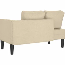 vidaXL Chaise longue met kussens stof crèmekleurig