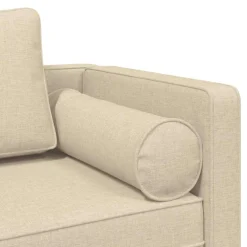 vidaXL Chaise longue met kussens stof crèmekleurig