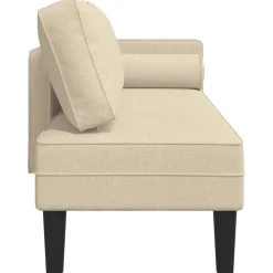vidaXL Chaise longue met kussens stof crèmekleurig