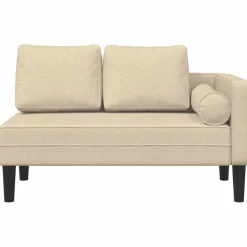 vidaXL Chaise longue met kussens stof crèmekleurig