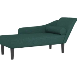 vidaXL Chaise longue met kussens stof donkergroen