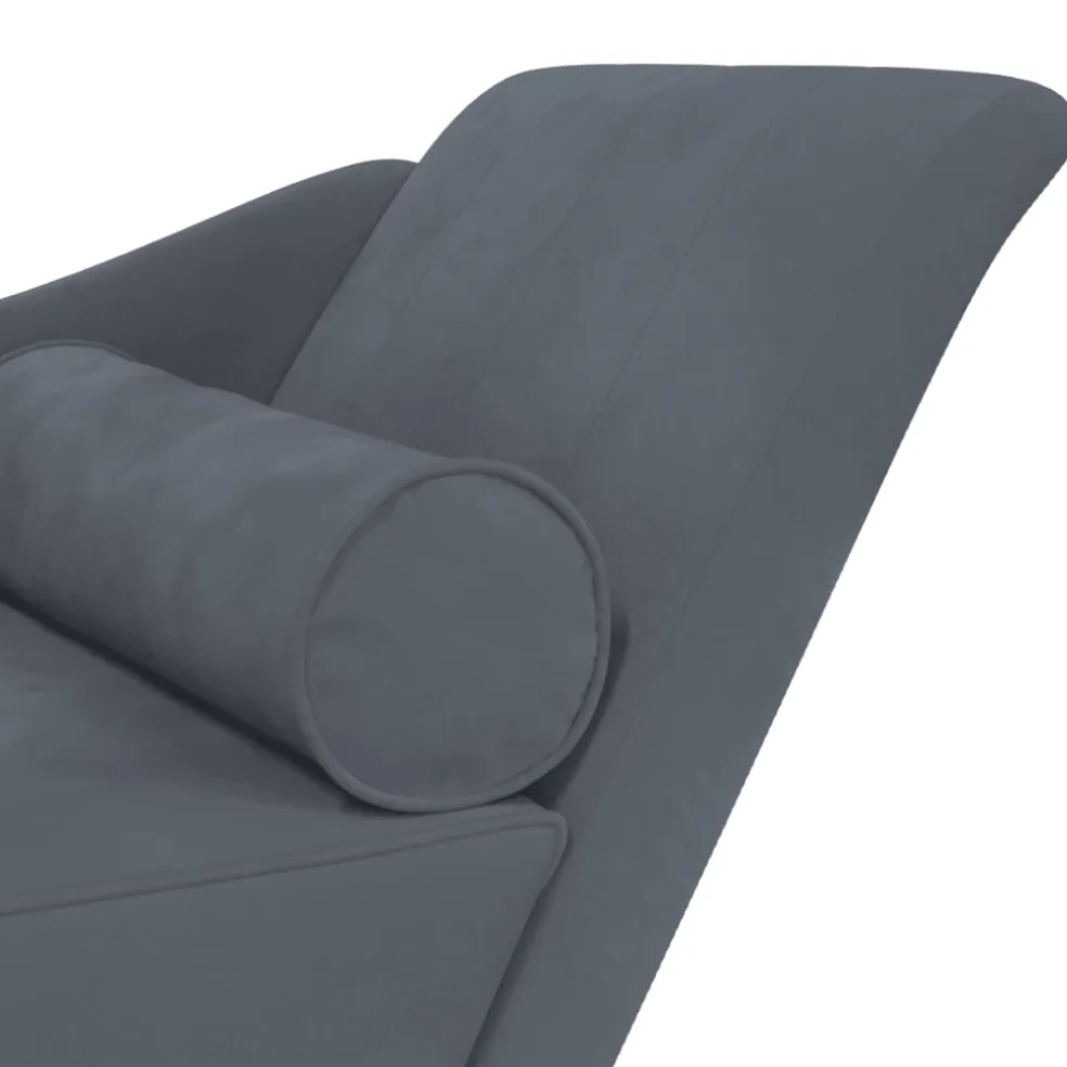 vidaXL Chaise longue met kussens fluweel donkergrijs
