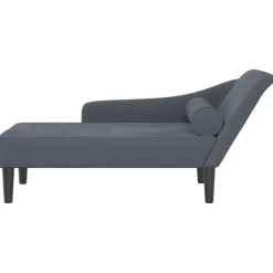 vidaXL Chaise longue met kussens fluweel donkergrijs