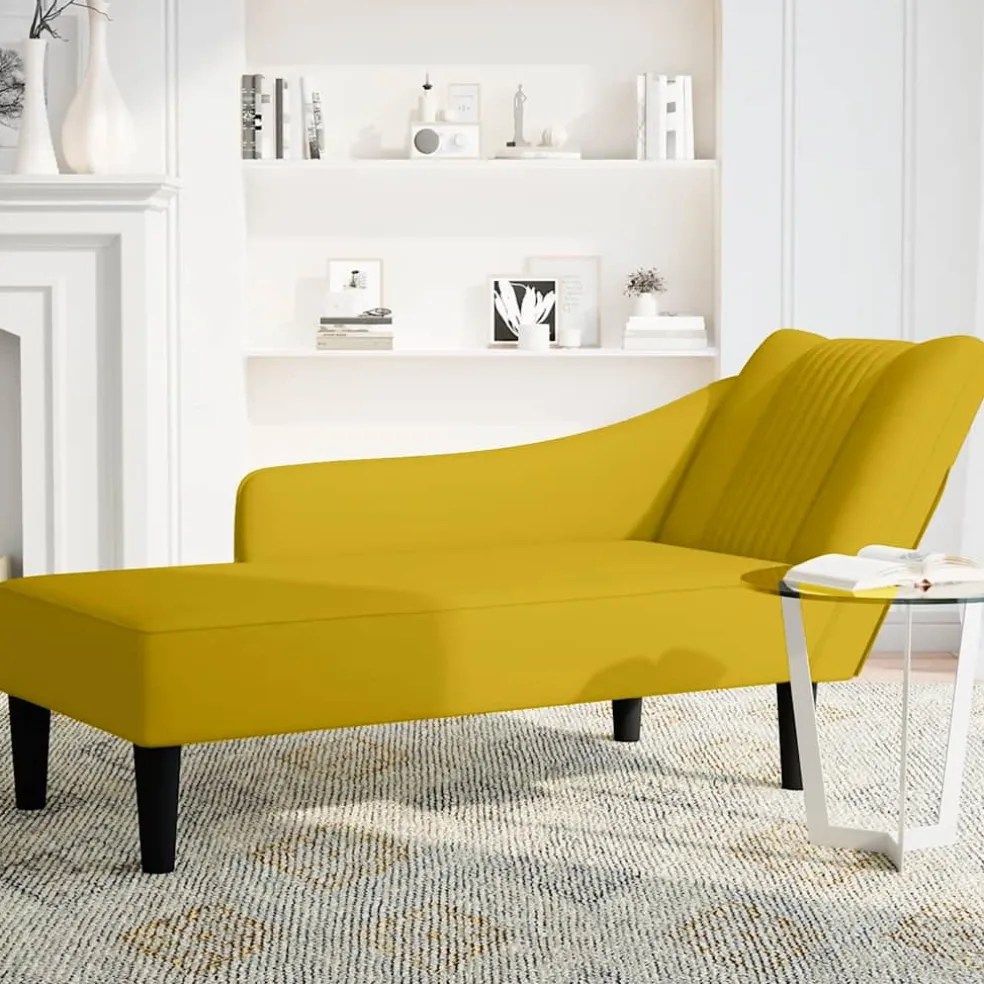 vidaXL Chaise longue met rechterarmleuning fluweel geel