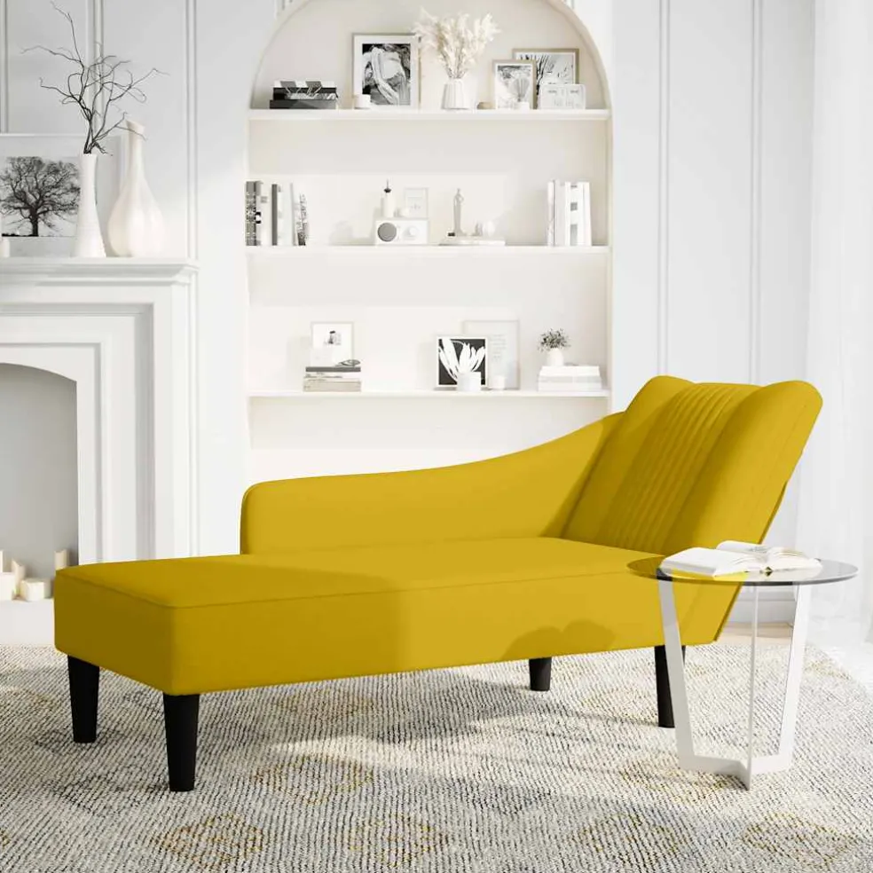 vidaXL Chaise longue met rechterarmleuning fluweel geel