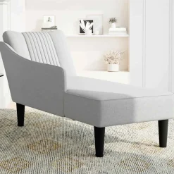 vidaXL Chaise longue met rechterarmleuning stof wolk grijs