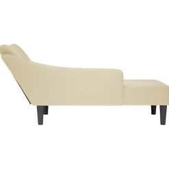 vidaXL Chaise longue met rechterarmleuning stof crèmekleurig