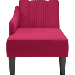 vidaXL Chaise longue met rechterarmleuning fluweel wijnrood