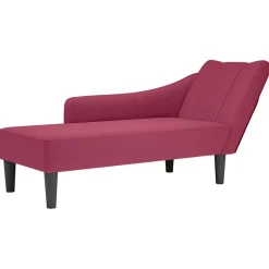 vidaXL Chaise longue met rechterarmleuning fluweel wijnrood