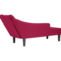 vidaXL Chaise longue met rechterarmleuning fluweel wijnrood