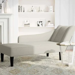 vidaXL Chaise longue met rechterarmleuning fluweel crèmekleurig