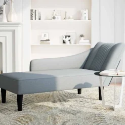 vidaXL Chaise longue met rechterarmleuning stof lichtgrijs