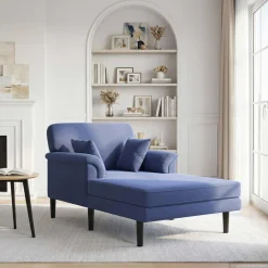 vidaXL Chaise longue Politieblauw fluweel
