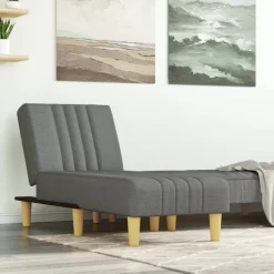 vidaXL Chaise longue stof donkergrijs