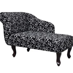 vidaXL Chaise longue stof zwart en wit