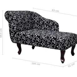 vidaXL Chaise longue stof zwart en wit