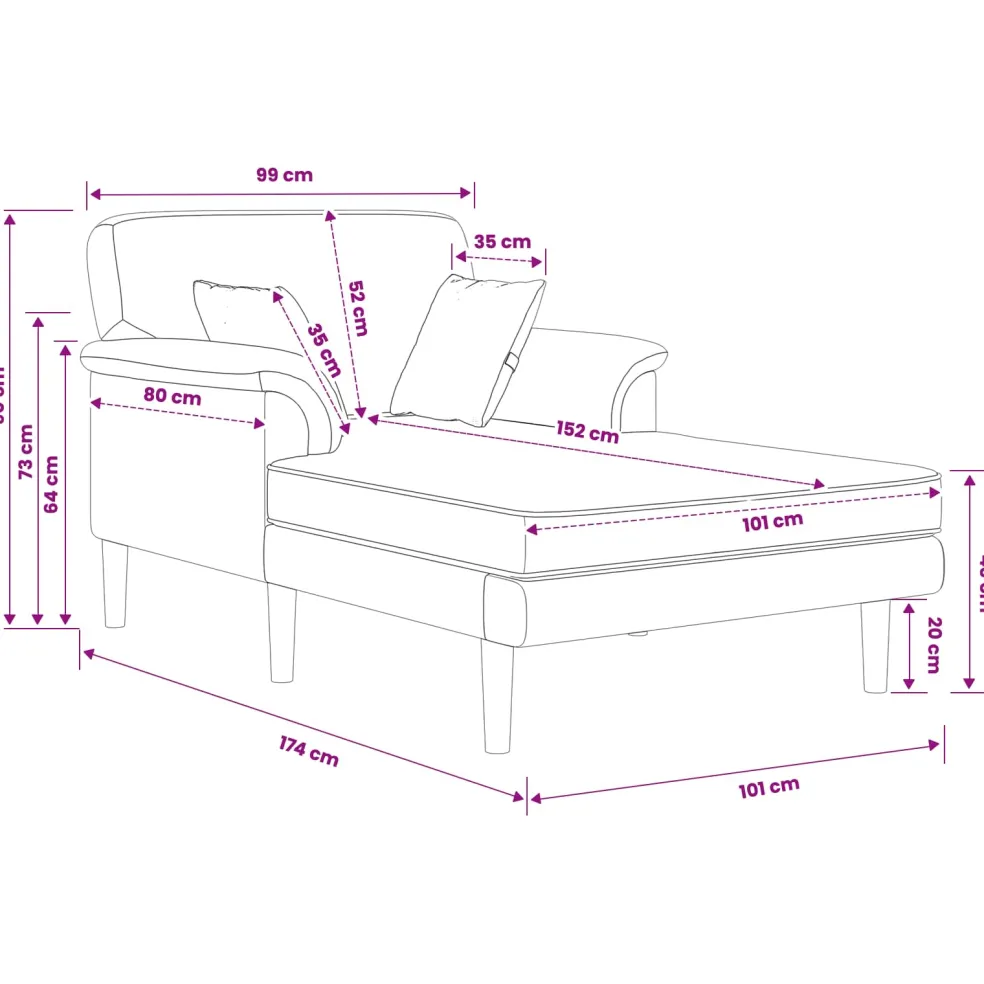 vidaXL Chaise longue Wijnrood fluweel