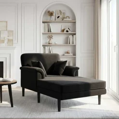 vidaXL Chaise longue Zwart fluweel