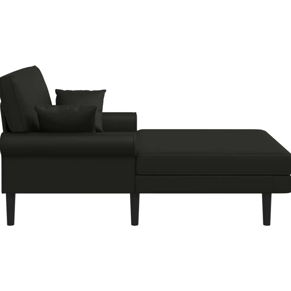 vidaXL Chaise longue Zwart Kunstleer