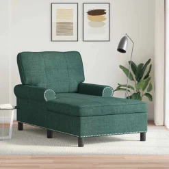 vidaXL Chaise Lounge Donkergroen Stof 91 x 157 x 91 cm