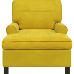 vidaXL Chaise Lounge met kussen Geel 91 x 157 x 91 cm Fluweel
