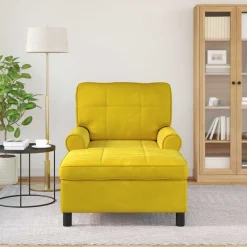 vidaXL Chaise Lounge met kussen Geel 91 x 157 x 91 cm Fluweel