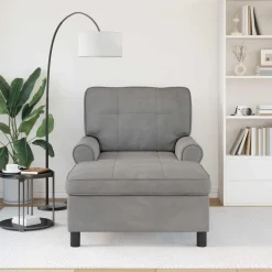 vidaXL Chaise Lounge met kussen Lichtgrijs 91 x 157 x 91 cm Fluweel