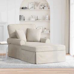 vidaXL Chaise Lounge met Rok Crèmekleurig 157 x 91 x 91 cm ARES
