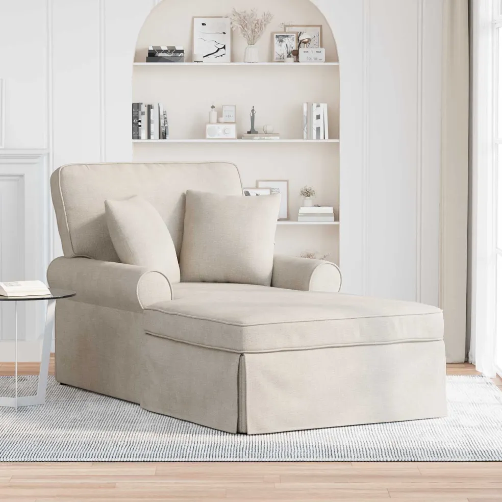 vidaXL Chaise Lounge met Rok Crèmekleurig 157 x 91 x 91 cm ARES