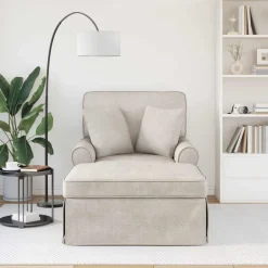 vidaXL Chaise Lounge met Rok Crèmekleurig 157 x 91 x 91 cm ARES