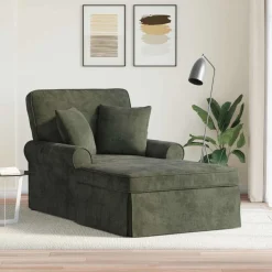 vidaXL Chaise Lounge met Rok met kussen Groen 157 x 91 x 91 cm ARES