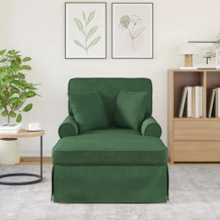 vidaXL Chaise Lounge met Rok 3 st Jungle Groen Katoen Stof