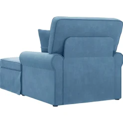 vidaXL Chaise Lounge met Rok 3 st Blauw Katoen Stof 91 x 157 x 91 cm