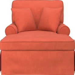 vidaXL Chaise Lounge met Rok 3 st Rood-oranje Katoen Stof