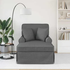 vidaXL Chaise Lounge met Rok 3 st Donkergrijs Stof 91 x 157 x 91 cm