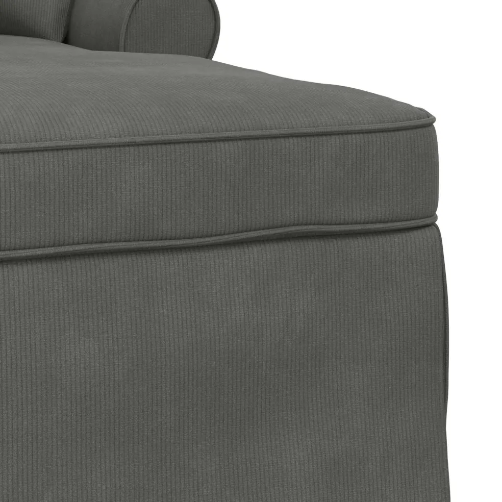 vidaXL Chaise Lounge met Rok 3 st Donkergrijs Katoen Stof