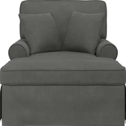 vidaXL Chaise Lounge met Rok 3 st Donkergrijs Katoen Stof