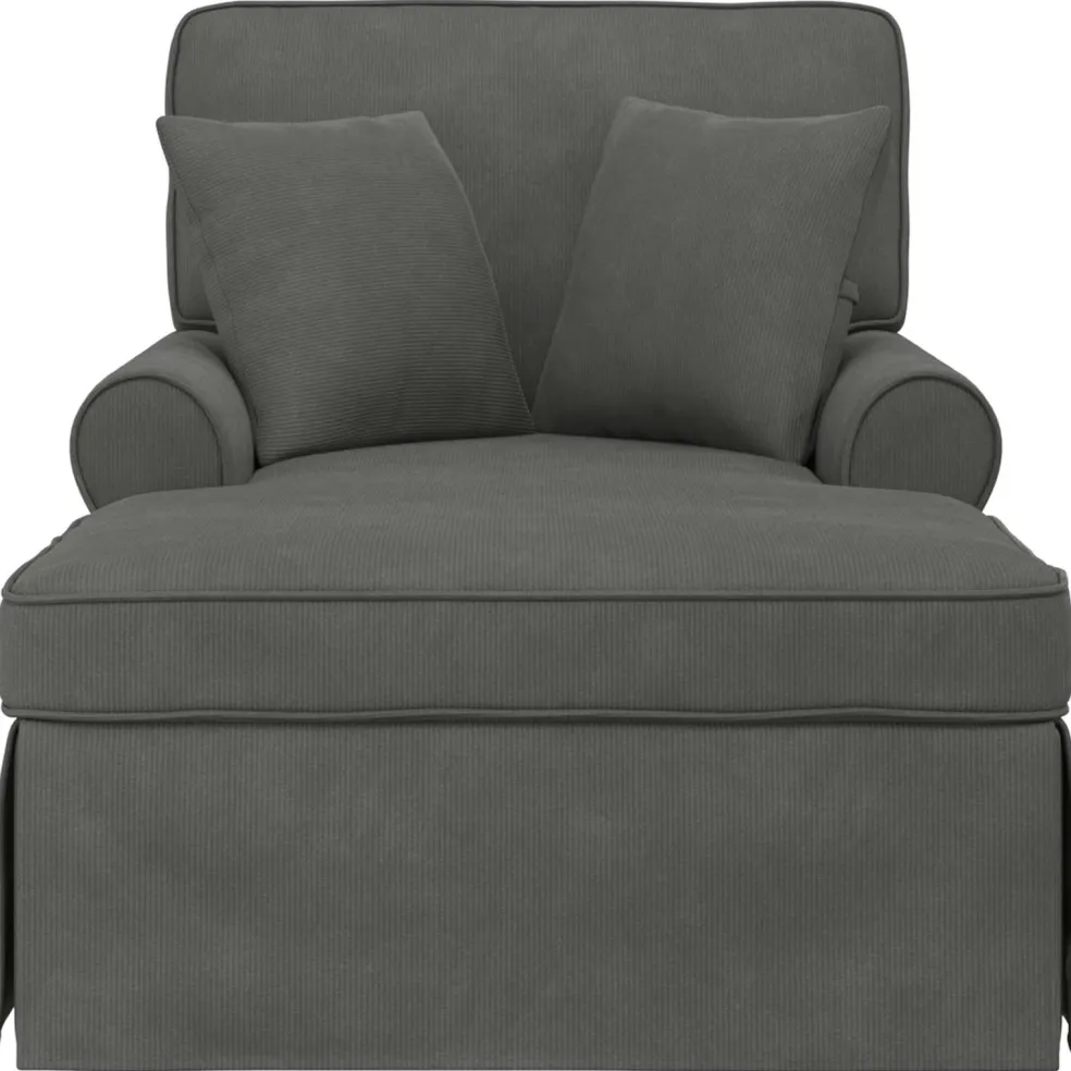 vidaXL Chaise Lounge met Rok 3 st Donkergrijs Katoen Stof