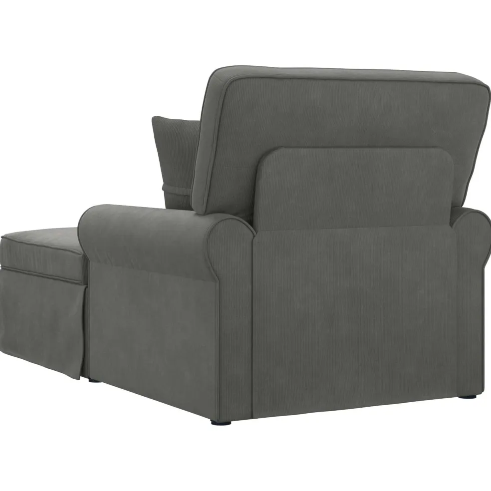 vidaXL Chaise Lounge met Rok 3 st Donkergrijs Katoen Stof