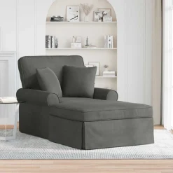 vidaXL Chaise Lounge met Rok 3 st Donkergrijs Katoen Stof