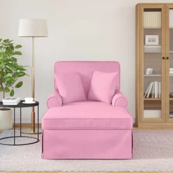 vidaXL Chaise Lounge met Rok 3 st Roze Stof 91 x 157 x 91 cm