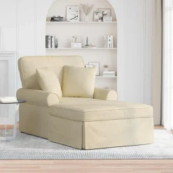 vidaXL Chaise Lounge met Rok 3 st Crème Stof 91 x 157 x 91 cm