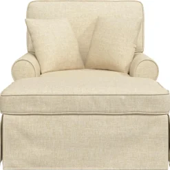 vidaXL Chaise Lounge met Rok 3 st Crème Stof 91 x 157 x 91 cm