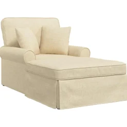 vidaXL Chaise Lounge met Rok 3 st Crème Stof 91 x 157 x 91 cm