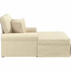 vidaXL Chaise Lounge met Rok 3 st Crème Stof 91 x 157 x 91 cm