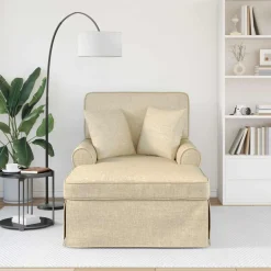 vidaXL Chaise Lounge met Rok 3 st Crème Stof 91 x 157 x 91 cm