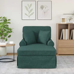 vidaXL Chaise Lounge met Rok 3 st Donkergroen Stof 91 x 157 x 91 cm